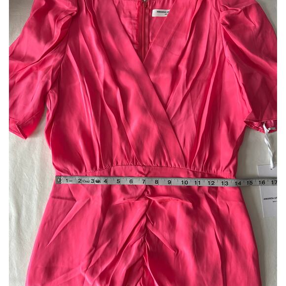 New Amanda Uprichard Sheena Silk Mini Dress in Pink Women's Size M - Picture 8 of 8